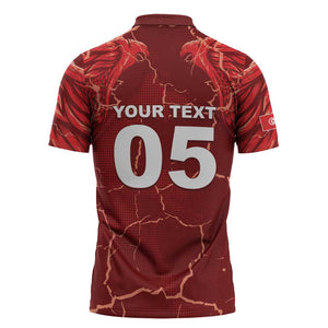 Custom Tunisia Football Zipper Polo Shirt Eagle Cracked Texture Athletic