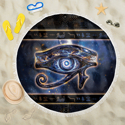 Egypt Eye Of Ra Beach Blanket Galaxy Zodiac Universe
