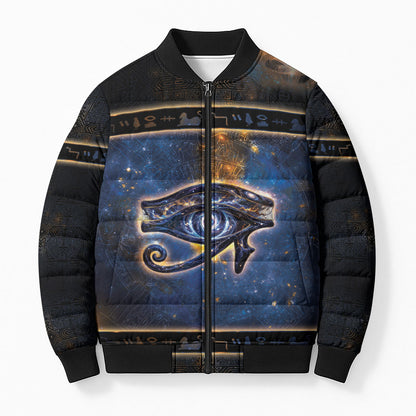 Egypt Eye Of Ra Bomber Puffer Jacket Galaxy Zodiac Universe