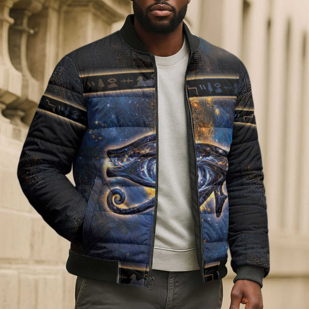 Egypt Eye Of Ra Bomber Puffer Jacket Galaxy Zodiac Universe