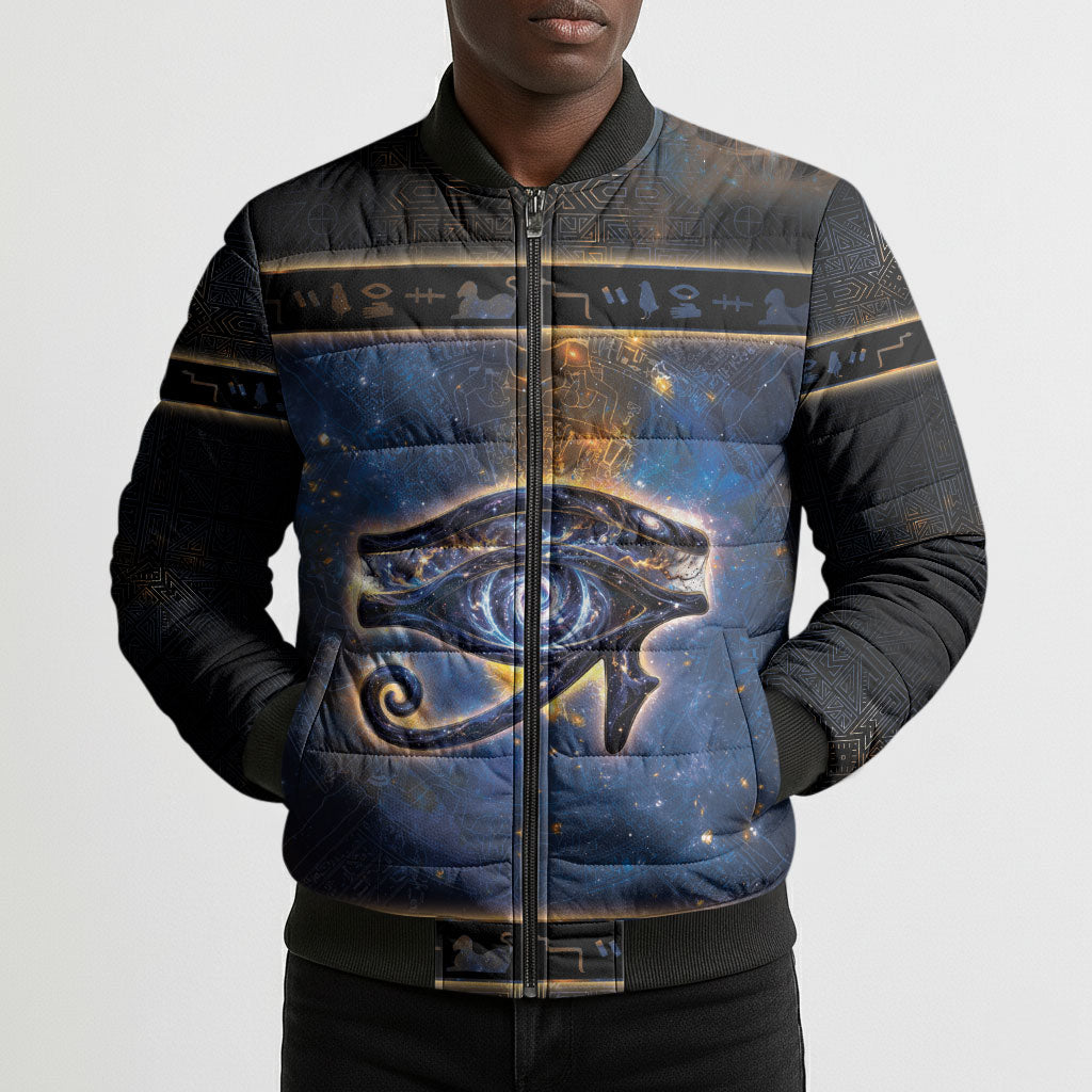 Egypt Eye Of Ra Bomber Puffer Jacket Galaxy Zodiac Universe
