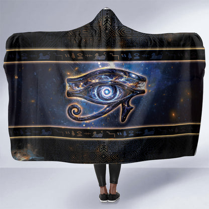 Egypt Eye Of Ra Hooded Blanket Galaxy Zodiac Universe