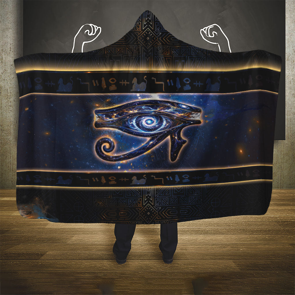 Egypt Eye Of Ra Hooded Blanket Galaxy Zodiac Universe