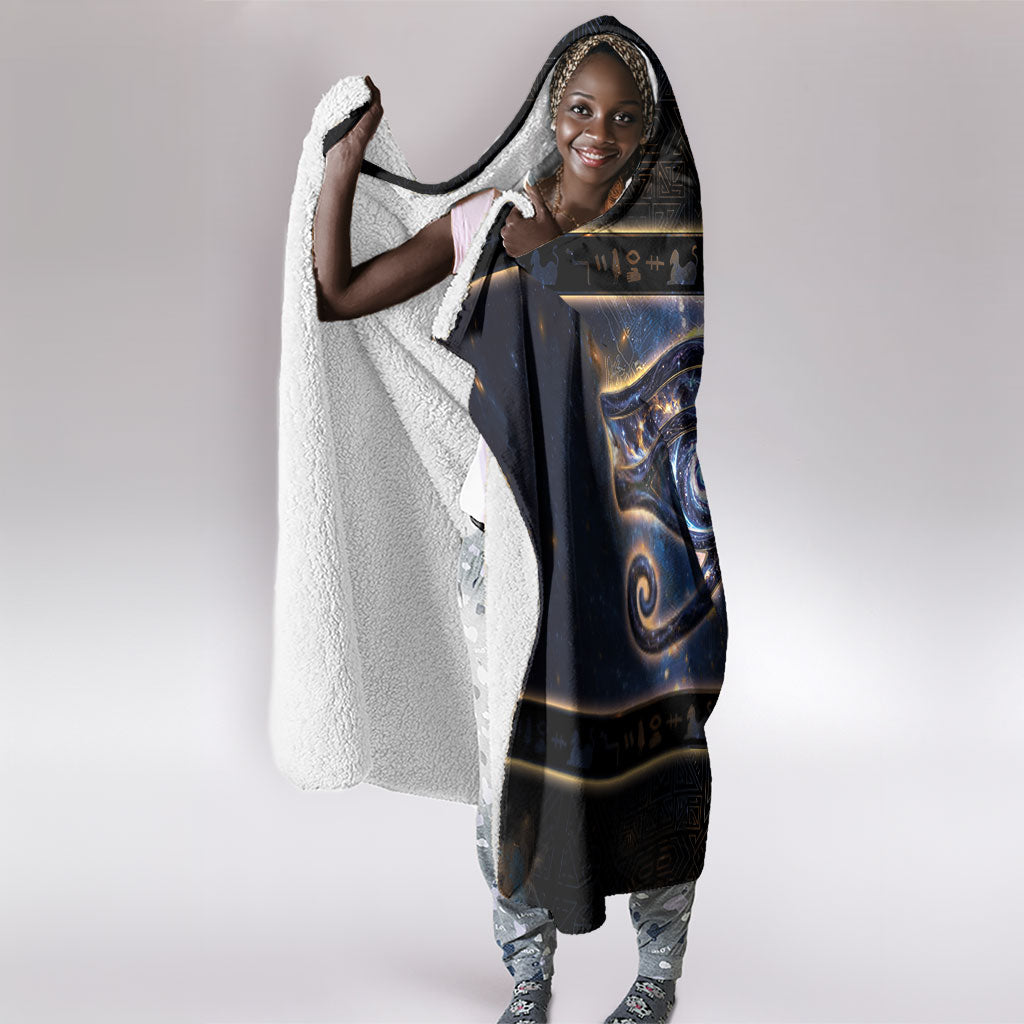 Egypt Eye Of Ra Hooded Blanket Galaxy Zodiac Universe