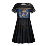 Egypt Eye Of Ra Kid Short Sleeve Dress Galaxy Zodiac Universe
