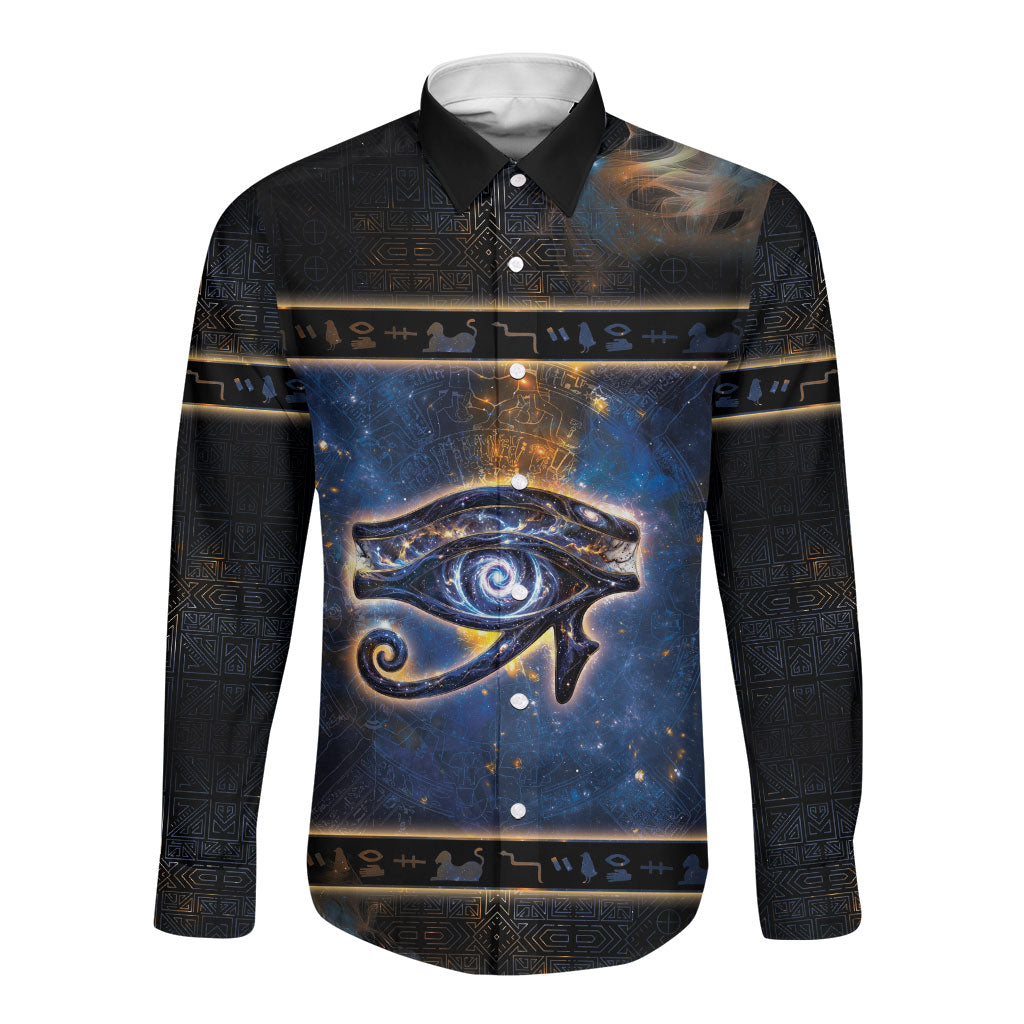 Egypt Eye Of Ra Long Sleeve Button Shirt Galaxy Zodiac Universe