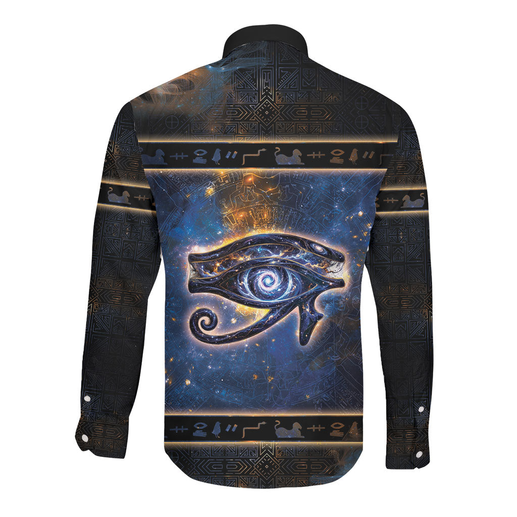 Egypt Eye Of Ra Long Sleeve Button Shirt Galaxy Zodiac Universe