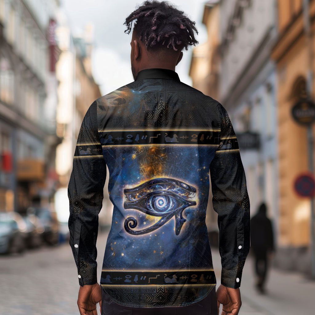 Egypt Eye Of Ra Long Sleeve Button Shirt Galaxy Zodiac Universe