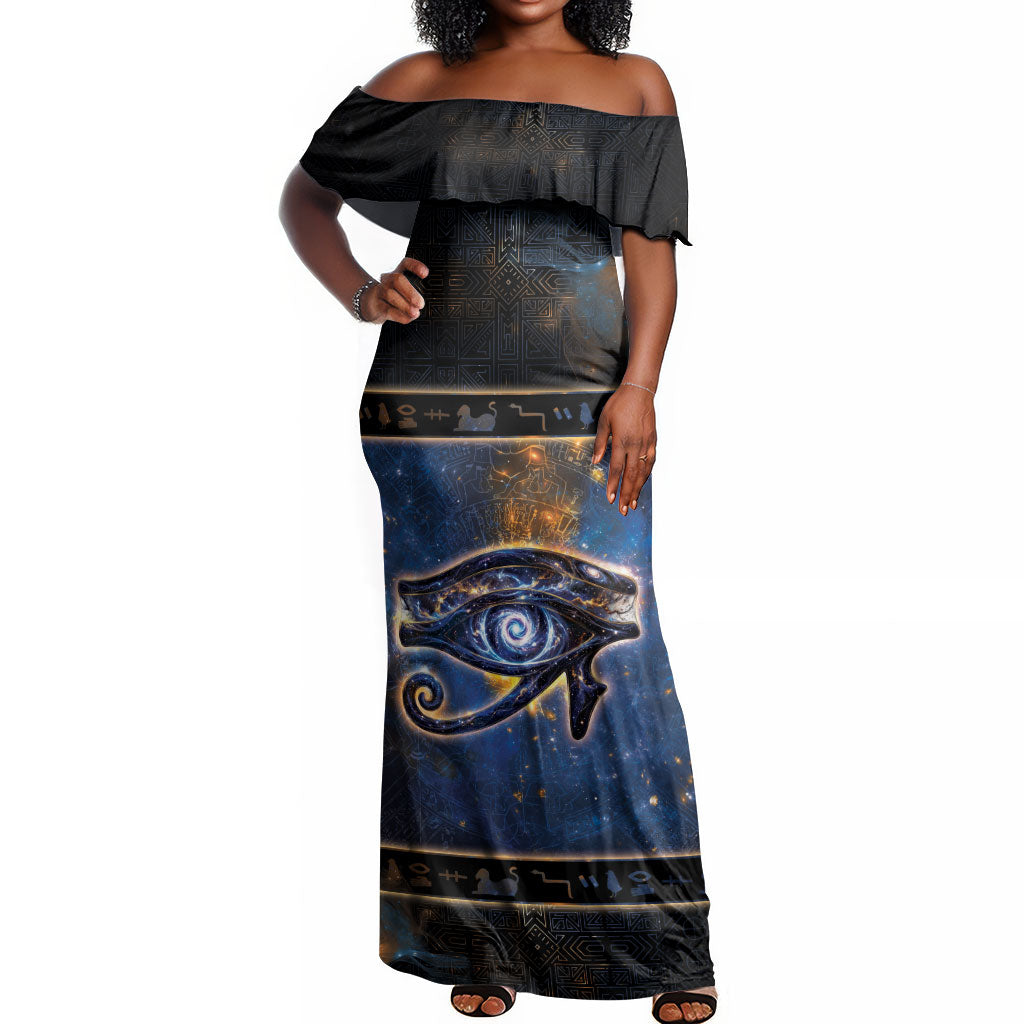 Egypt Eye Of Ra Off Shoulder Maxi Dress Galaxy Zodiac Universe
