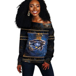Egypt Eye Of Ra Off Shoulder Sweater Galaxy Zodiac Universe
