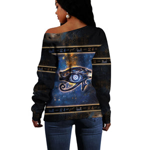 Egypt Eye Of Ra Off Shoulder Sweater Galaxy Zodiac Universe