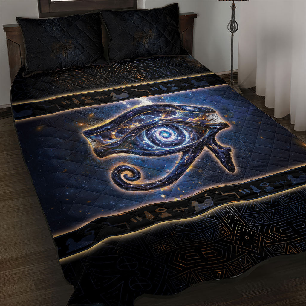 Egypt Eye Of Ra Quilt Bed Set Galaxy Zodiac Universe