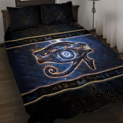 Egypt Eye Of Ra Quilt Bed Set Galaxy Zodiac Universe