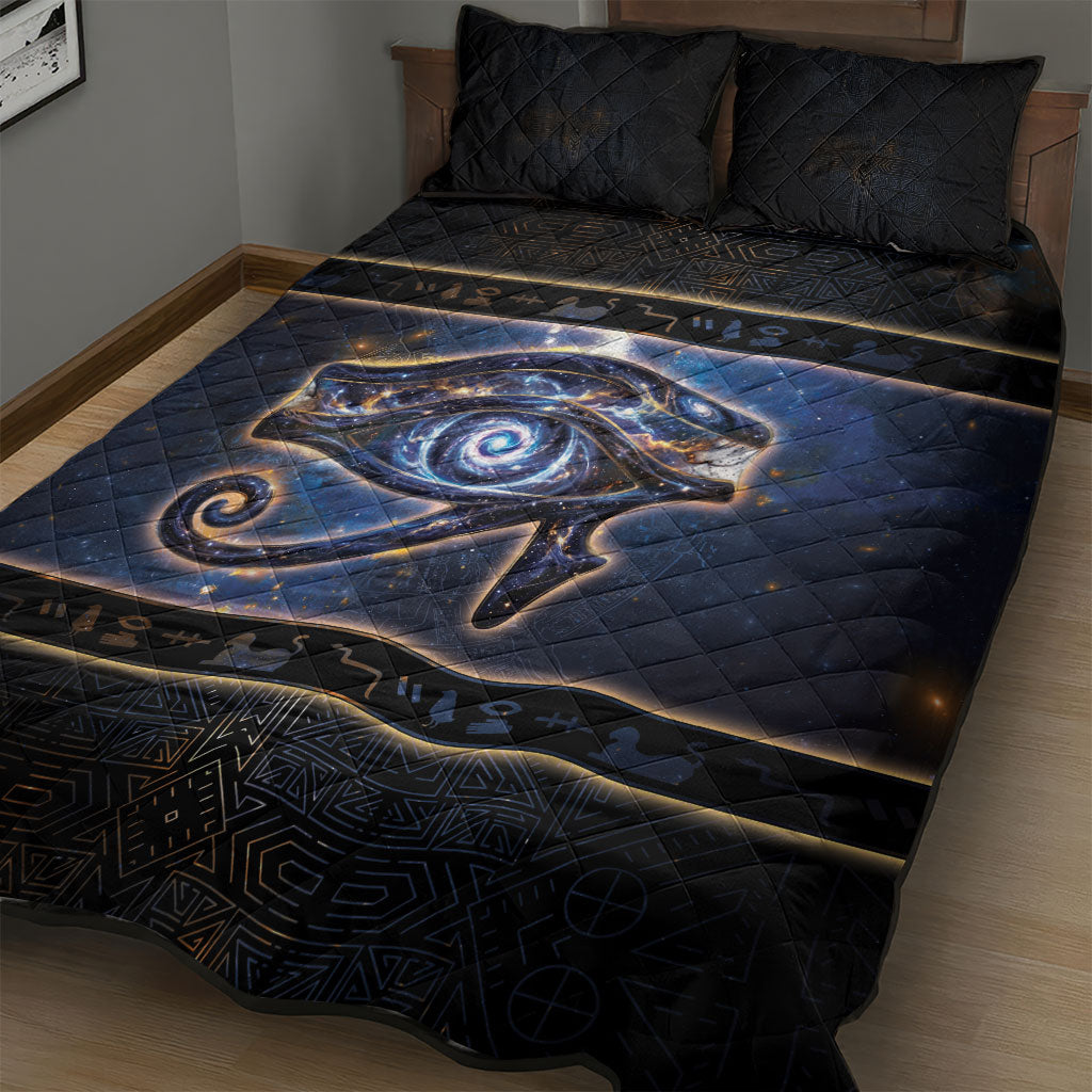 Egypt Eye Of Ra Quilt Bed Set Galaxy Zodiac Universe