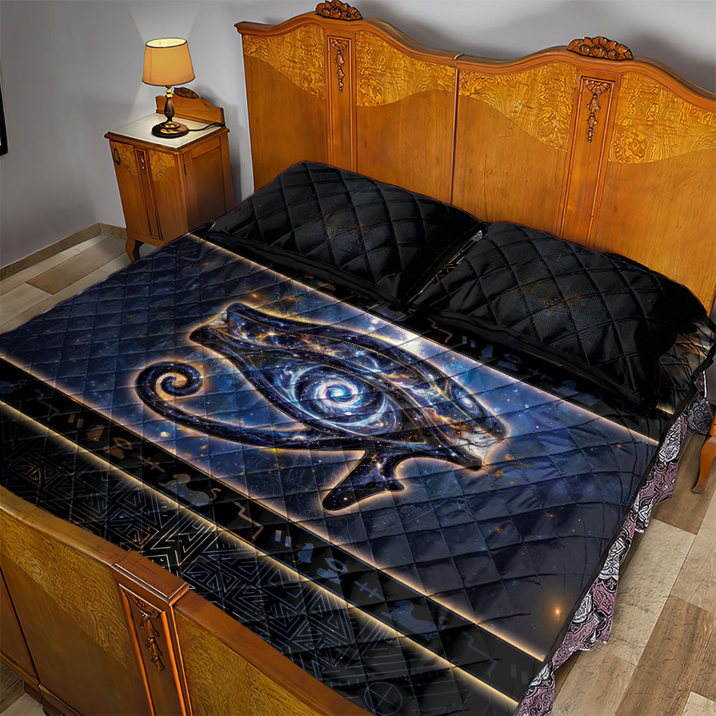 Egypt Eye Of Ra Quilt Bed Set Galaxy Zodiac Universe