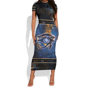 Egypt Eye Of Ra Short Sleeve Bodycon Dress Galaxy Zodiac Universe