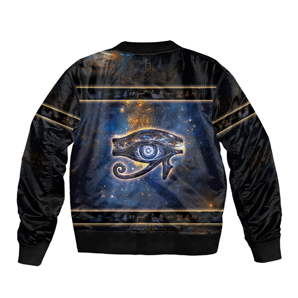 Egypt Eye Of Ra Sleeve Zip Bomber Jacket Galaxy Zodiac Universe