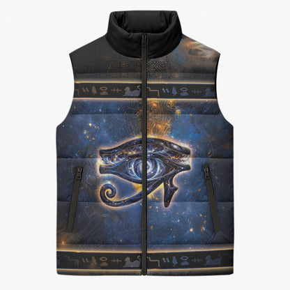 Egypt Eye Of Ra Sleeveless Puffer Jacket Galaxy Zodiac Universe