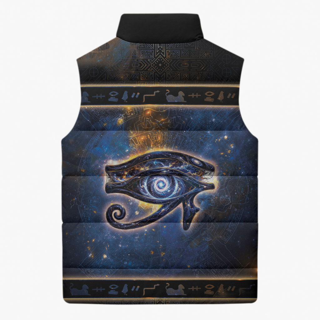 Egypt Eye Of Ra Sleeveless Puffer Jacket Galaxy Zodiac Universe
