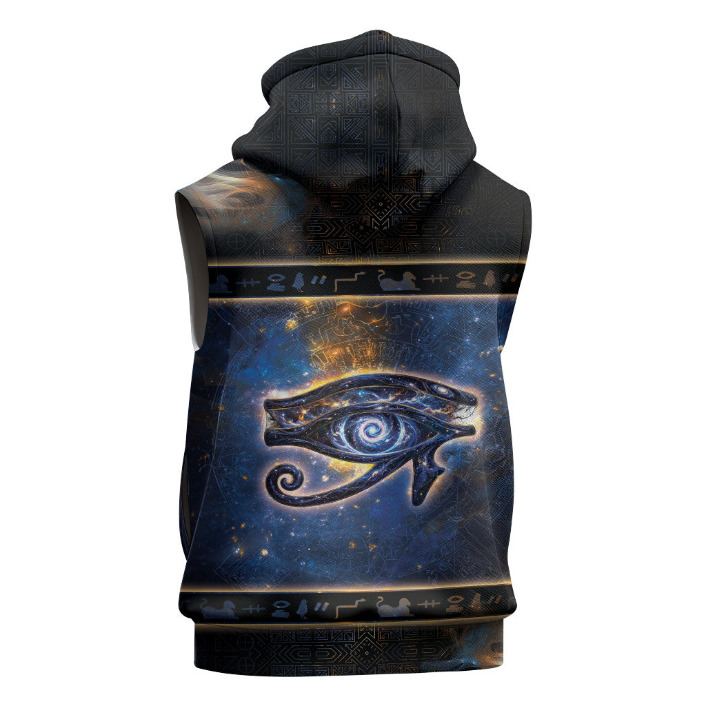 Egypt Eye Of Ra Sleeveless Zip Hoodie Galaxy Zodiac Universe