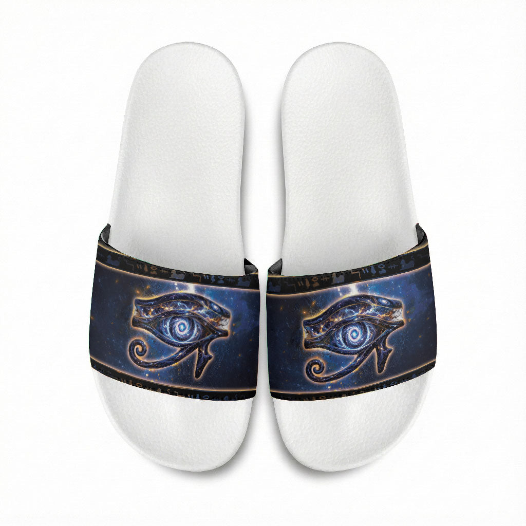 Egypt Eye Of Ra Slide Sandals Galaxy Zodiac Universe