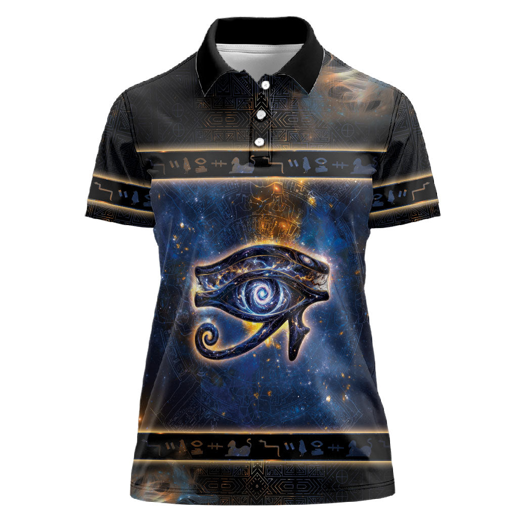 Egypt Eye Of Ra Women Polo Shirt Galaxy Zodiac Universe