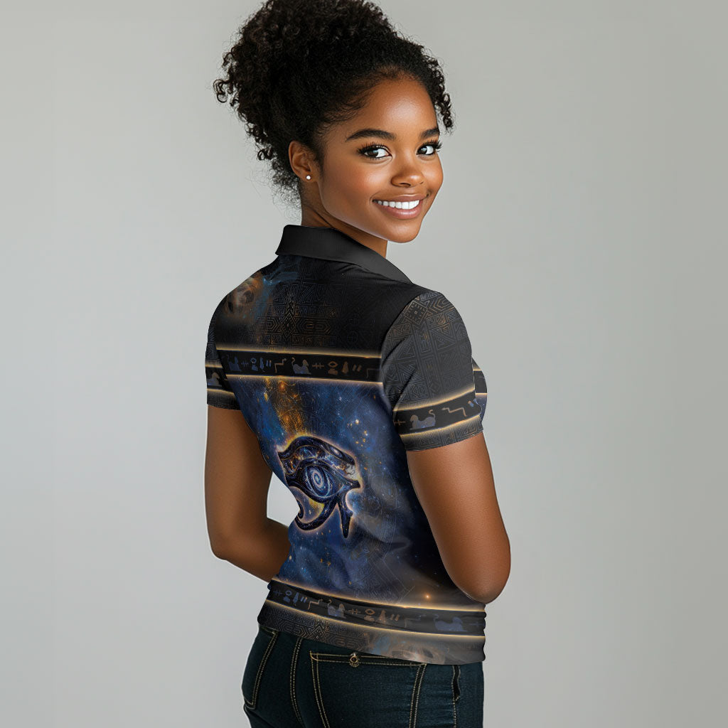 Egypt Eye Of Ra Women Polo Shirt Galaxy Zodiac Universe
