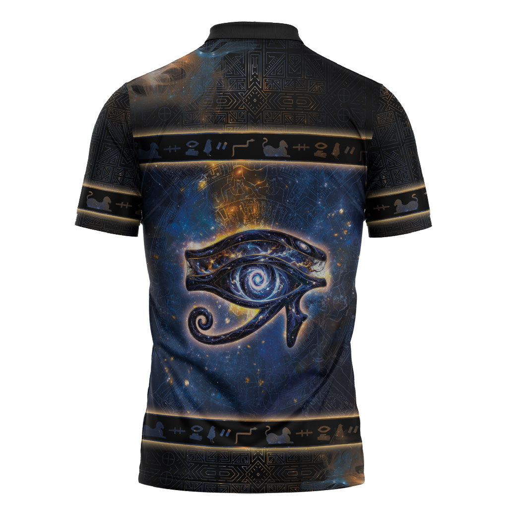 Egypt Eye Of Ra Zipper Polo Shirt Galaxy Zodiac Universe