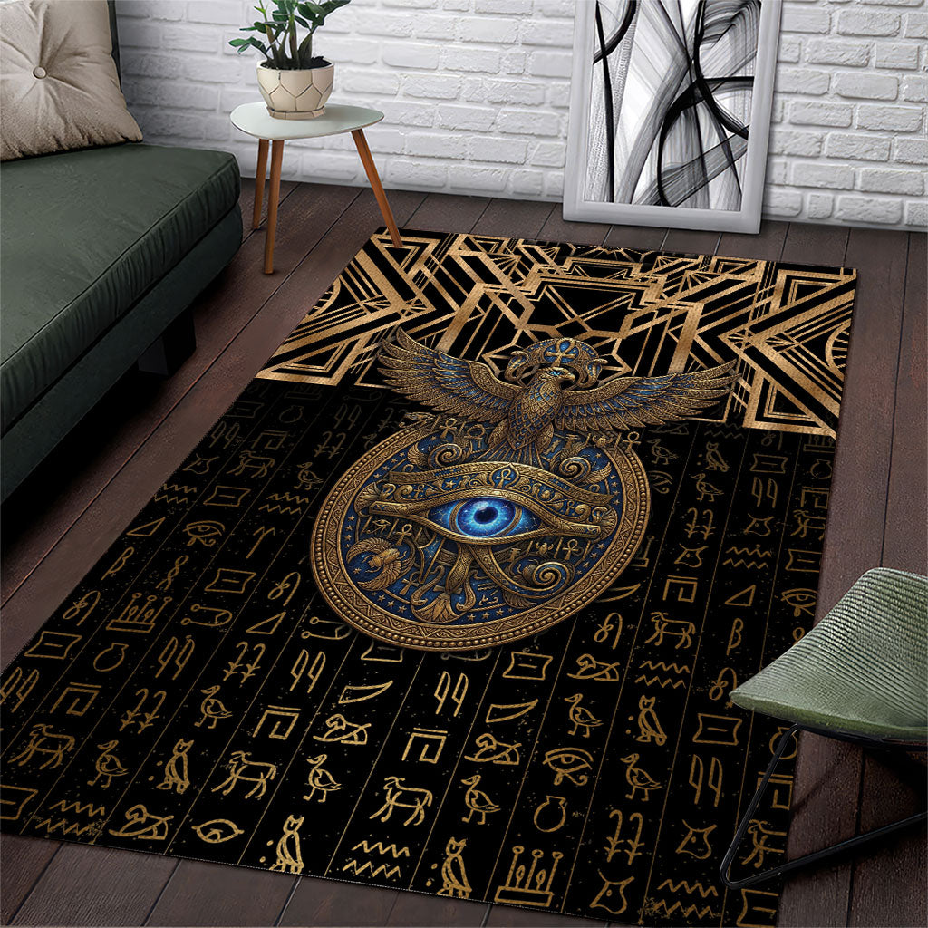 Egypt Eye of Horus Area Rug Hieroglyphics Patterns Retro Style