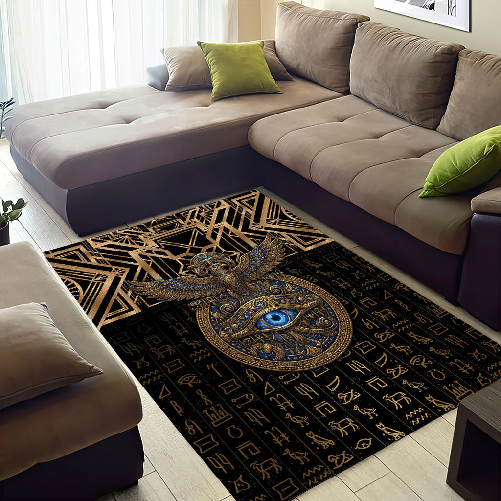 Egypt Eye of Horus Area Rug Hieroglyphics Patterns Retro Style