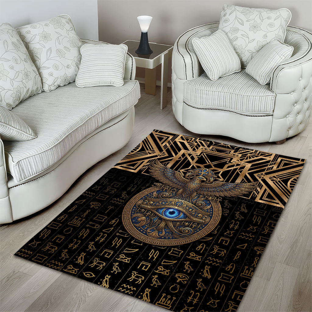 Egypt Eye of Horus Area Rug Hieroglyphics Patterns Retro Style