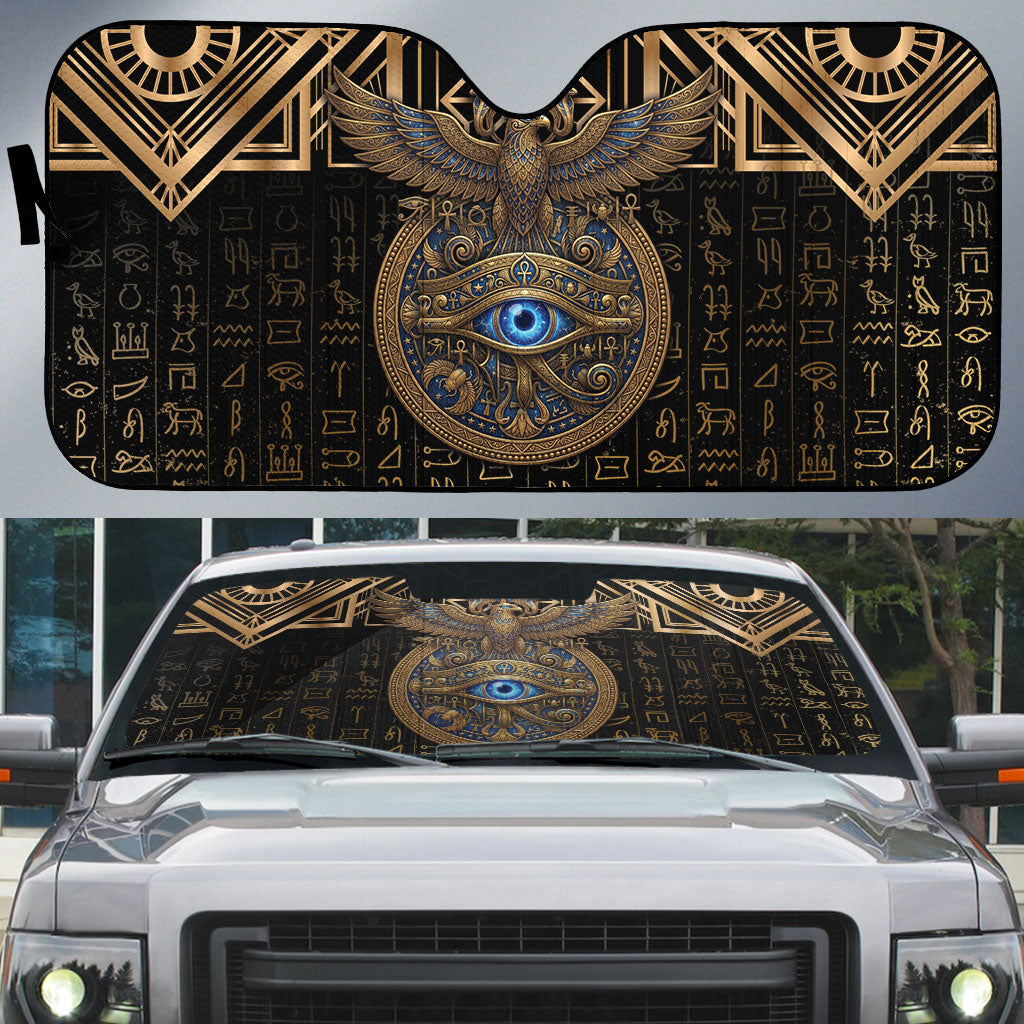 Egypt Eye of Horus Auto Sun Shade Hieroglyphics Patterns Retro Style
