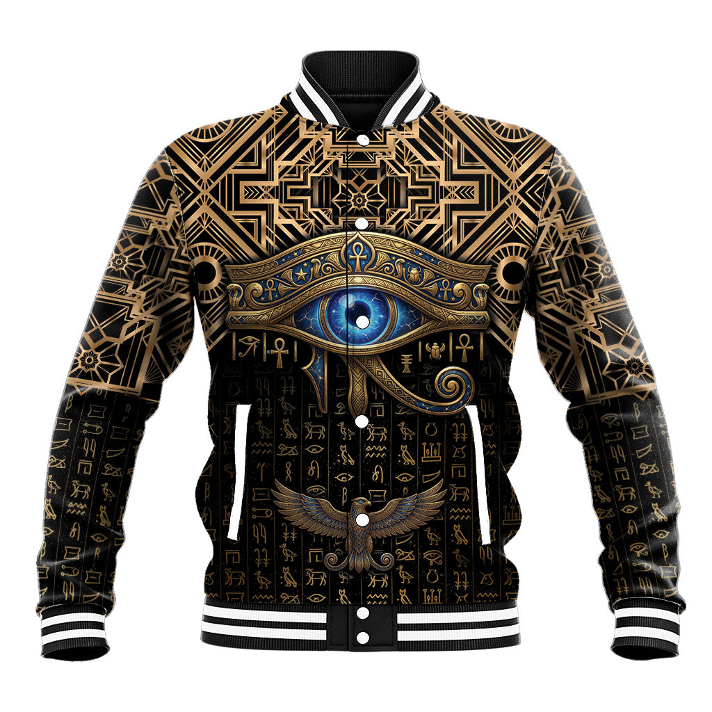 Egypt Eye of Horus Baseball Jacket Hieroglyphics Patterns Retro Style