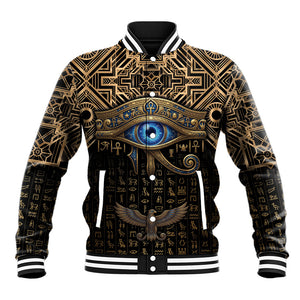 Egypt Eye of Horus Baseball Jacket Hieroglyphics Patterns Retro Style