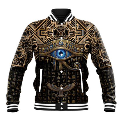 Egypt Eye of Horus Baseball Jacket Hieroglyphics Patterns Retro Style