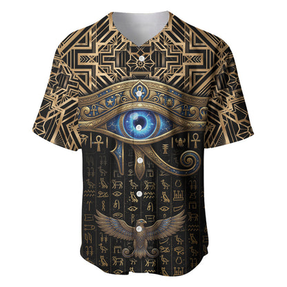 Egypt Eye of Horus Baseball Jersey Hieroglyphics Patterns Retro Style
