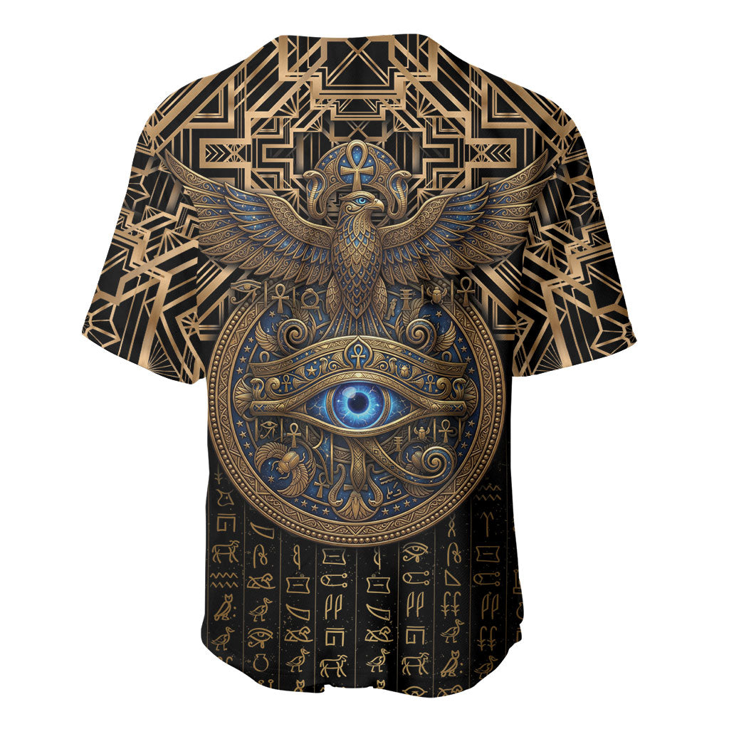 Egypt Eye of Horus Baseball Jersey Hieroglyphics Patterns Retro Style
