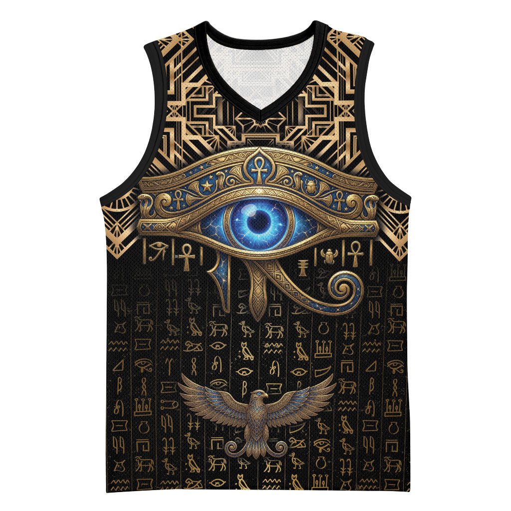 Egypt Eye of Horus Basketball Jersey Hieroglyphics Patterns Retro Style