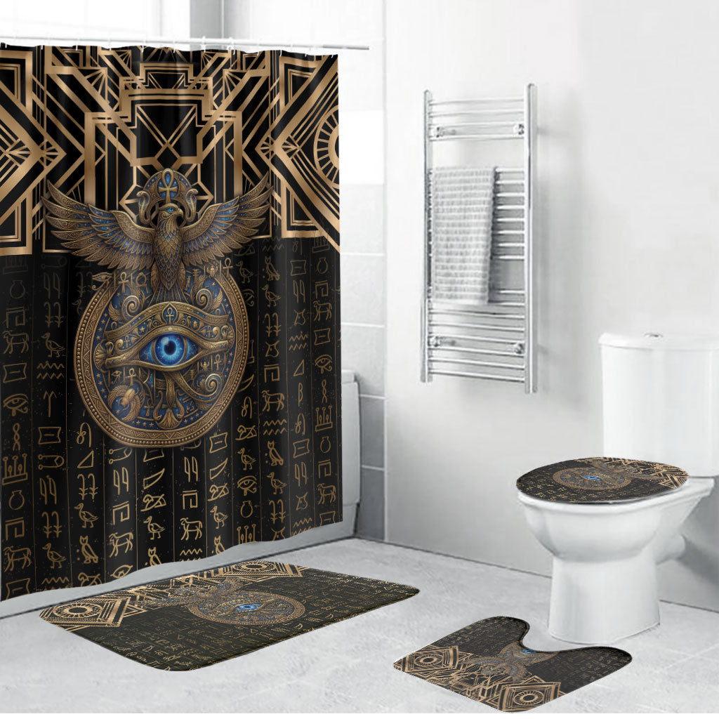 Egypt Eye of Horus Bathroom Set Hieroglyphics Patterns Retro Style