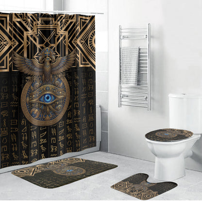 Egypt Eye of Horus Bathroom Set Hieroglyphics Patterns Retro Style