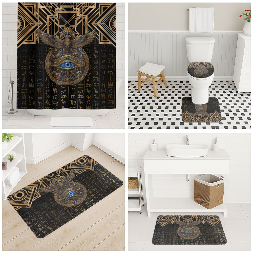Egypt Eye of Horus Bathroom Set Hieroglyphics Patterns Retro Style