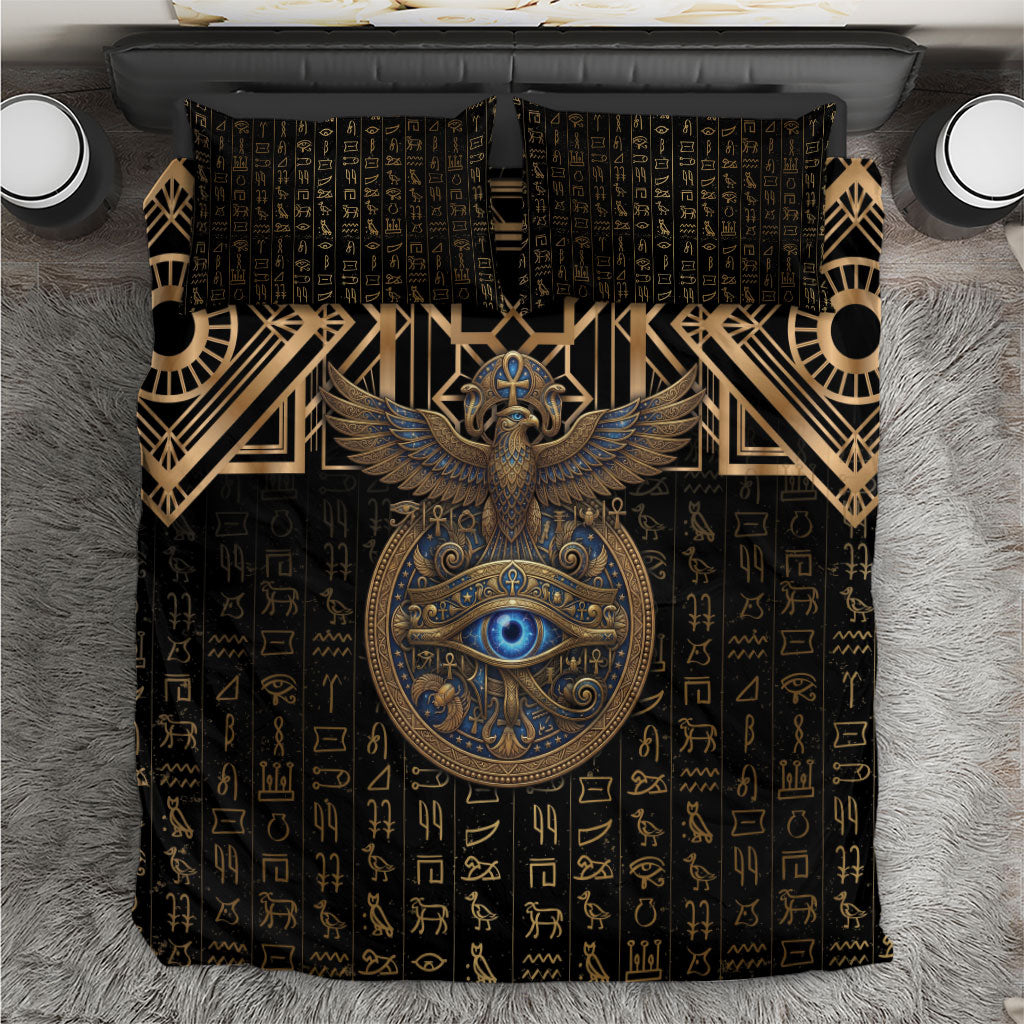 Egypt Eye of Horus Bedding Set Hieroglyphics Patterns Retro Style