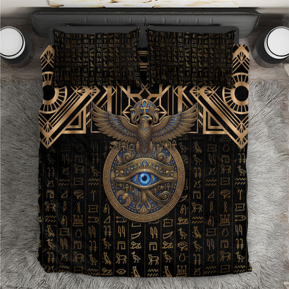 Egypt Eye of Horus Bedding Set Hieroglyphics Patterns Retro Style