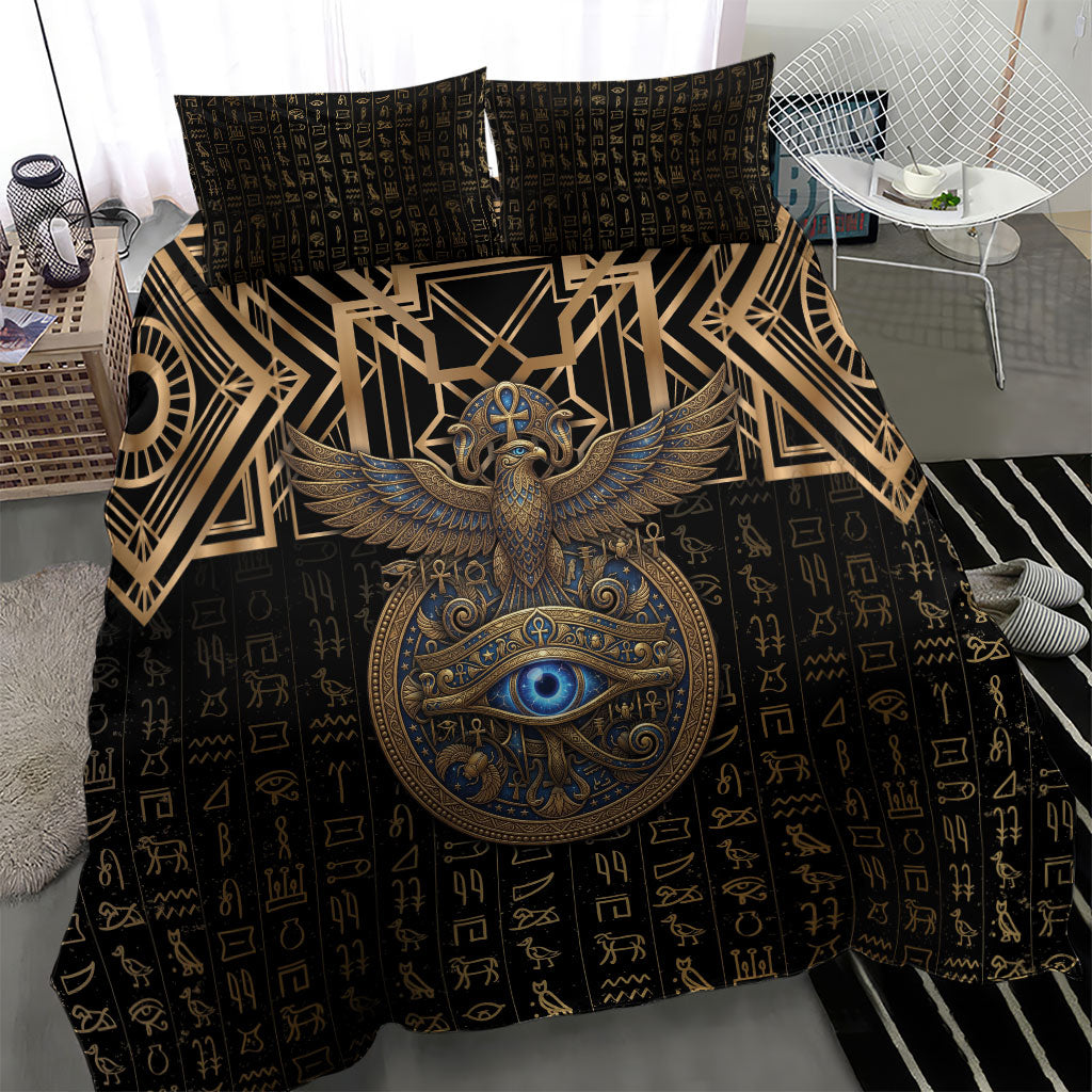 Egypt Eye of Horus Bedding Set Hieroglyphics Patterns Retro Style