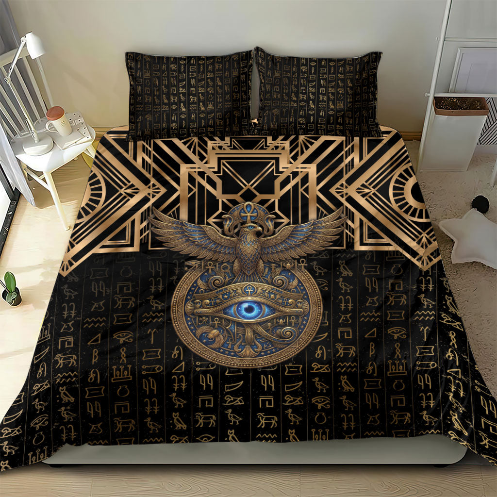 Egypt Eye of Horus Bedding Set Hieroglyphics Patterns Retro Style