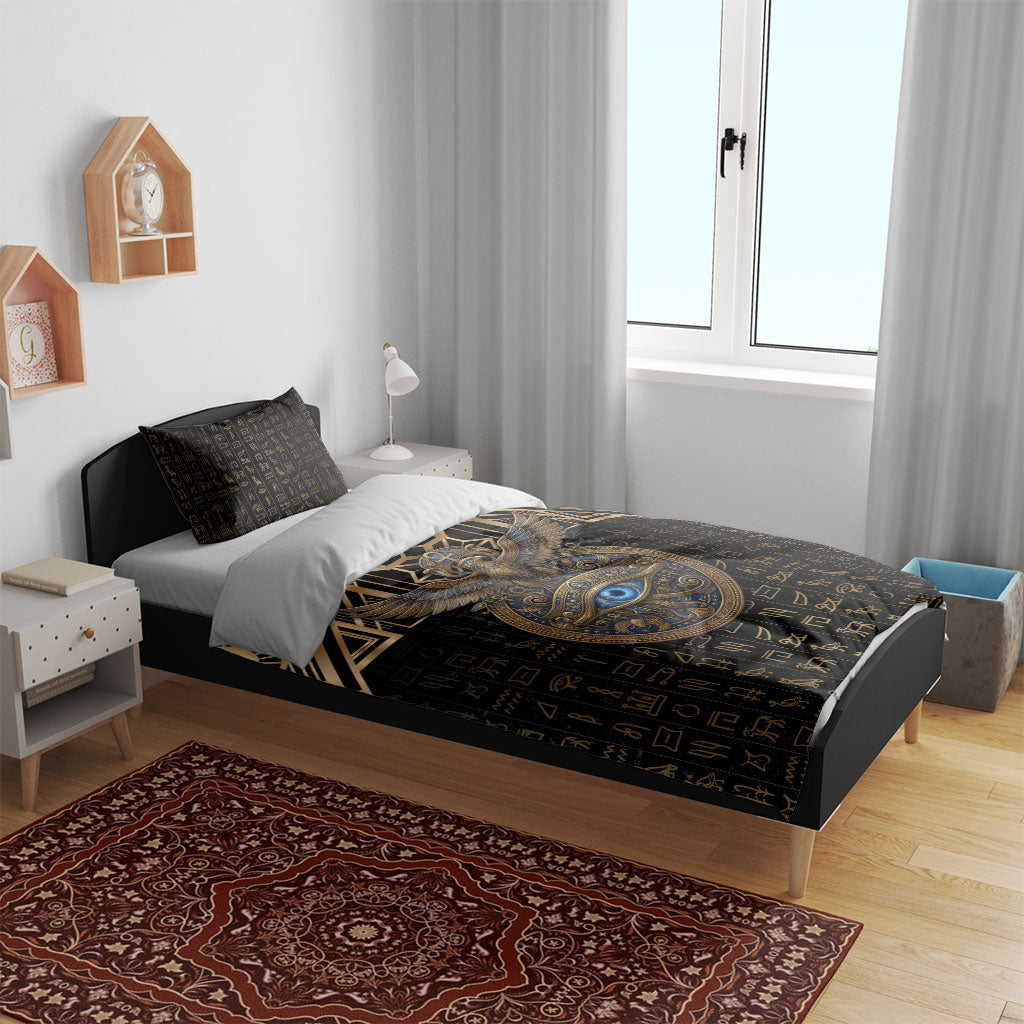 Egypt Eye of Horus Bedding Set Hieroglyphics Patterns Retro Style