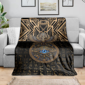 Egypt Eye of Horus Blanket Hieroglyphics Patterns Retro Style