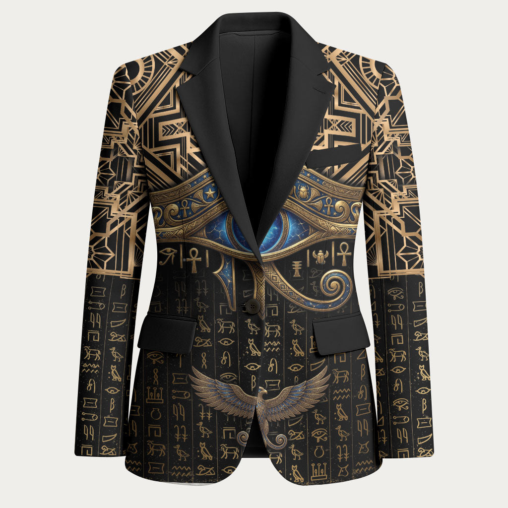 Egypt Eye of Horus Blazer Hieroglyphics Patterns Retro Style