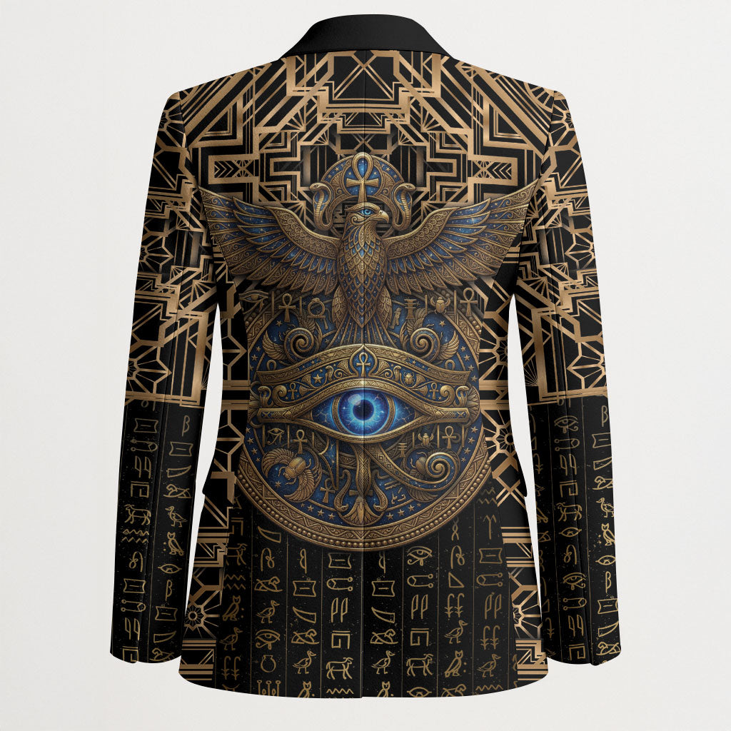 Egypt Eye of Horus Blazer Hieroglyphics Patterns Retro Style