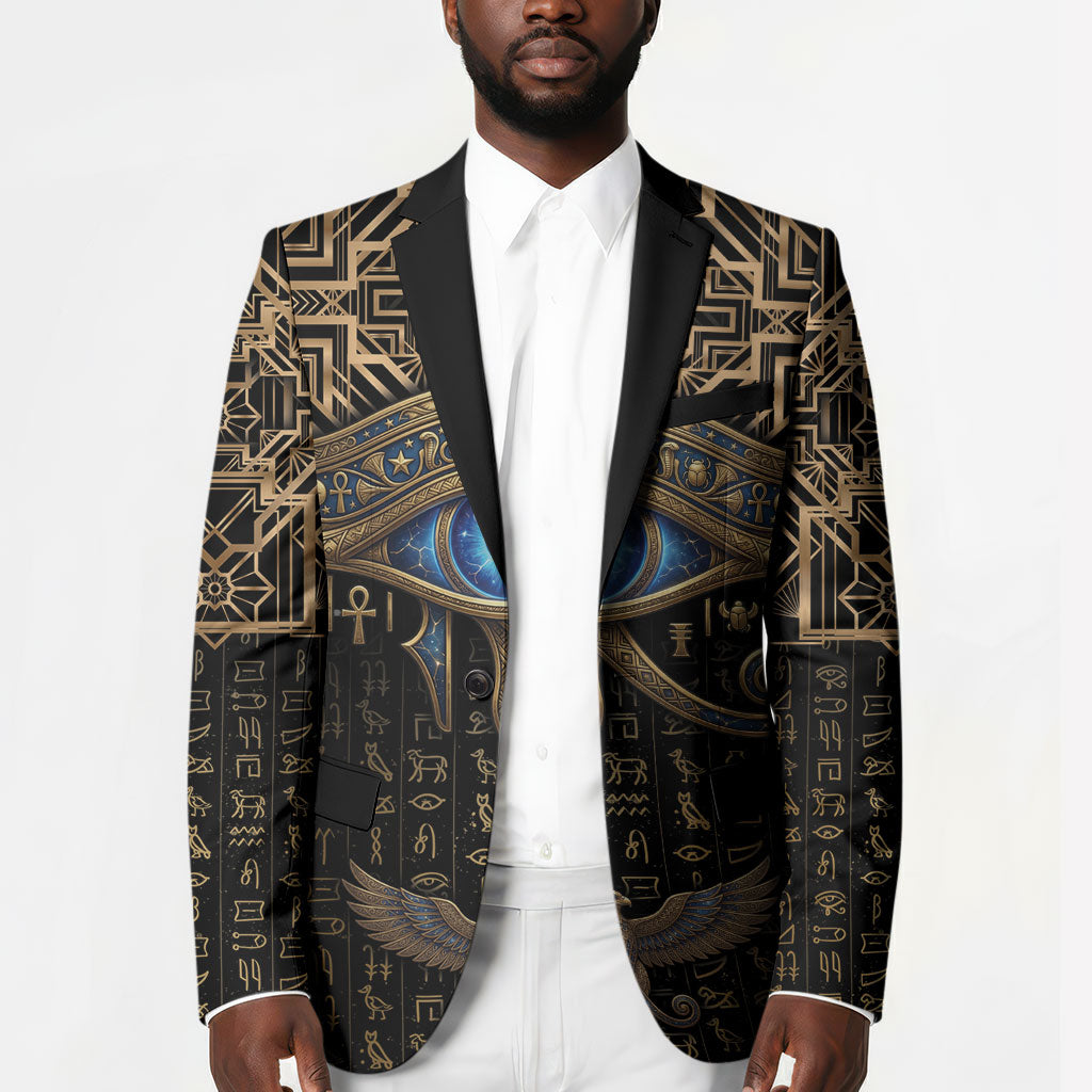 Egypt Eye of Horus Blazer Hieroglyphics Patterns Retro Style